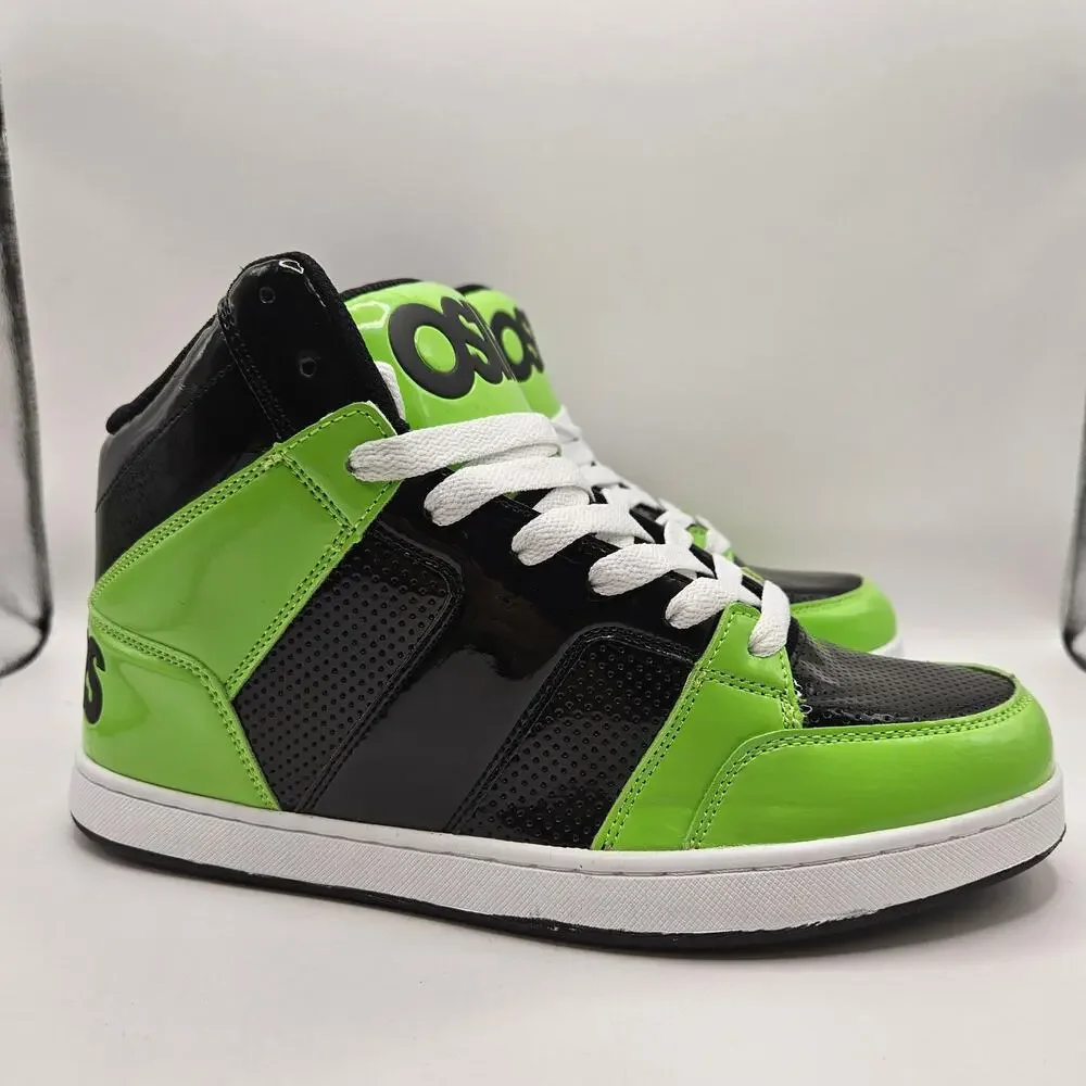 OSIRIS MEN 8 CONVOY MID HJ.BTS.26 SKATEBOARDING SHOES GREE BLACK PATENT NWOB